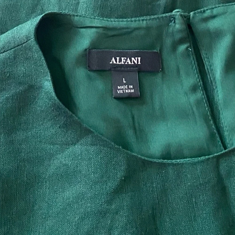 Alfani Women Green Ruffled Tiered Sleeveless Linen-Blend Maxi Dress Size Large - Picture 6 of 8